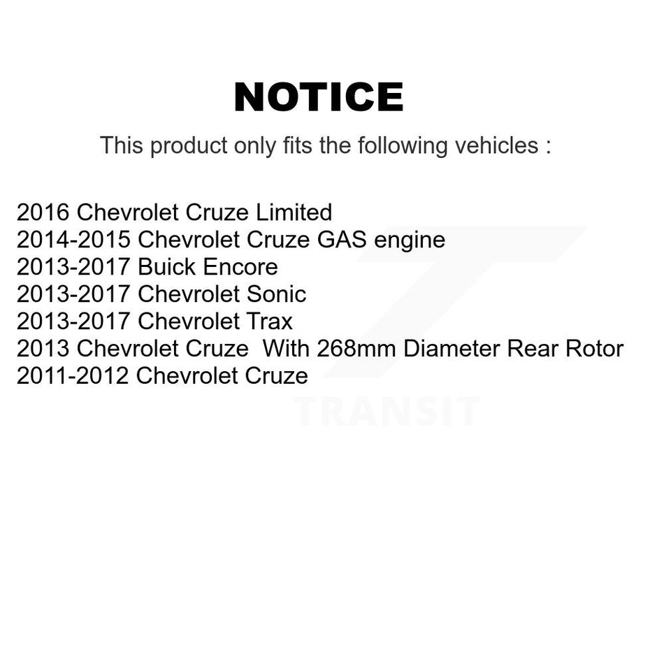 Rear Coated Drilled Slotted Disc Brake Rotors And Semi-Metallic Pads Kit For Chevrolet Cruze Sonic Buick Encore Trax Limited KDS-100387