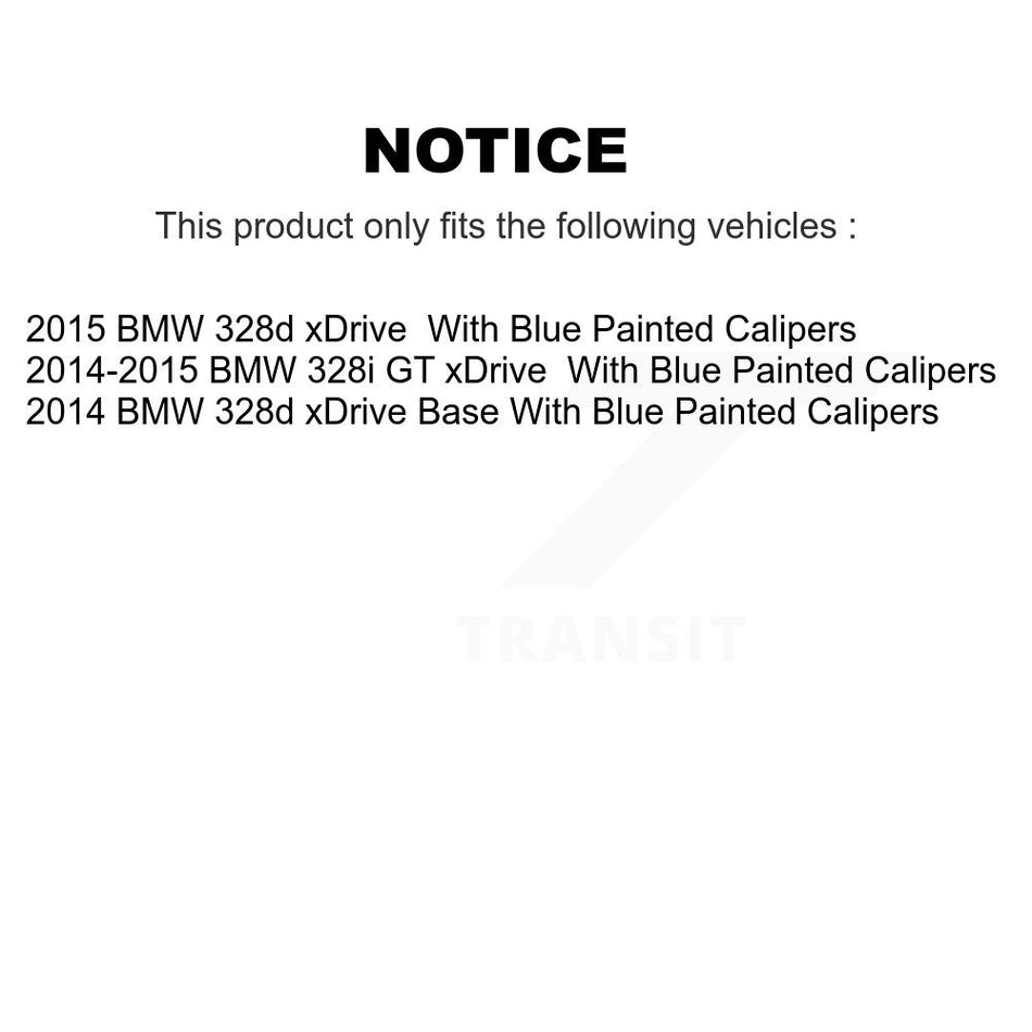 Front Rear Semi-Metallic Brake Pads And Parking Shoes Kit For BMW 328i GT xDrive 328d With Blue Painted Calipers KFN-100674