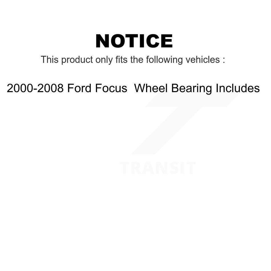 Rear Coated Brake Drums Pair For 2000-2008 Ford Focus Wheel Bearing Includes KG-101402