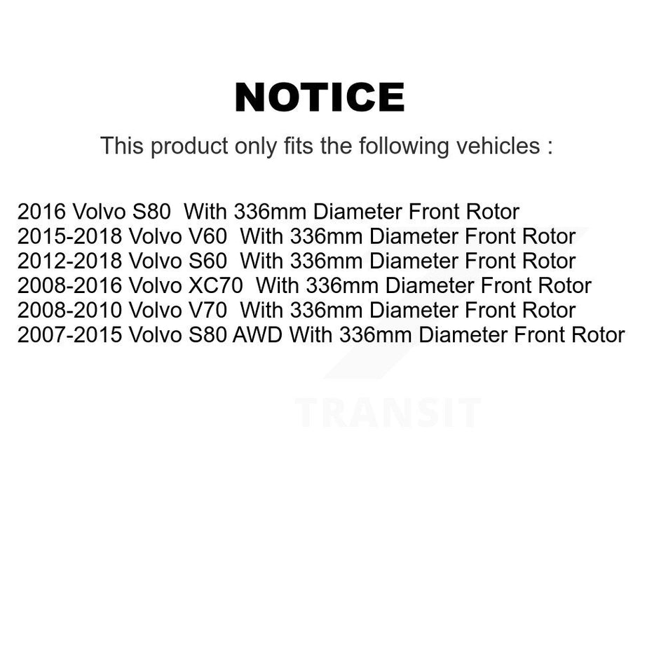 Front Coated Disc Brake Rotors Pair For Volvo S60 XC70 S80 V60 V70 With 336mm Diameter Rotor KG-101516