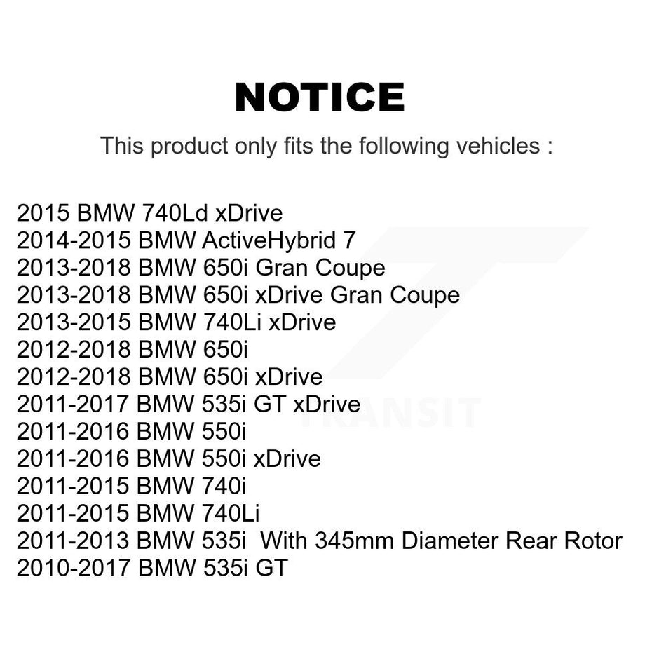 Front Rear Coated Disc Brake Rotors And Hub Assembly Kit For BMW 535i 550i xDrive 650i 740Li 740i GT Gran Coupe 740Ld ActiveHybrid 7 KG-101724