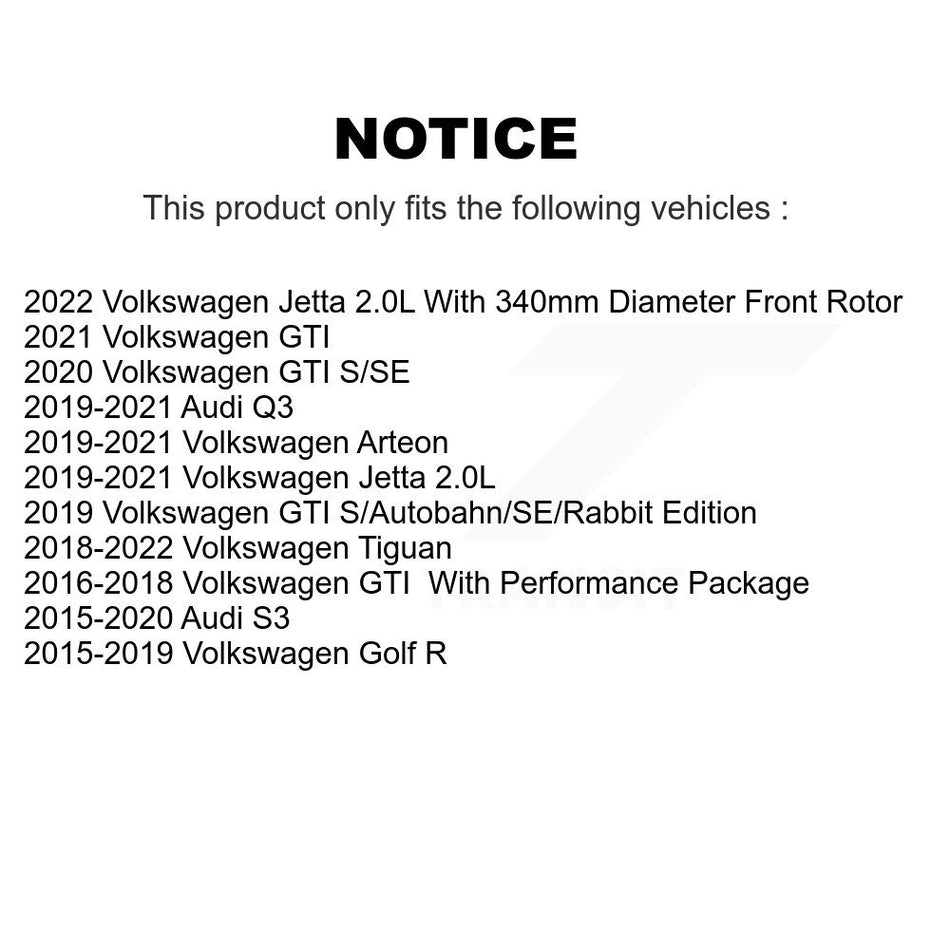 Front Coated Disc Brake Rotors And Ceramic Pads Kit For Volkswagen Tiguan Jetta GTI Audi Golf R S3 Q3 Arteon KGC-100063