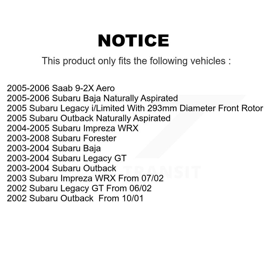 Front Coated Disc Brake Rotors And Ceramic Pads Kit For Subaru Forester Outback Impreza Legacy Baja Saab 9-2X KGC-100133
