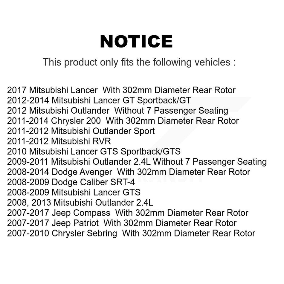 Rear Coated Disc Brake Rotors And Ceramic Pads Kit For Jeep Patriot Dodge Chrysler Compass Avenger 200 Mitsubishi Sebring Lancer Caliber Outlander Sport RVR KGC-101591