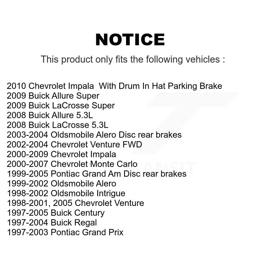 Rear Coat Disc Brake Rotors Semi-Metallic Pad Kit For Chevrolet Impala Buick Pontiac Century Grand Am Monte Carlo Oldsmobile Prix Venture Alero Regal Intrigue LaCrosse Allure KGF-101219