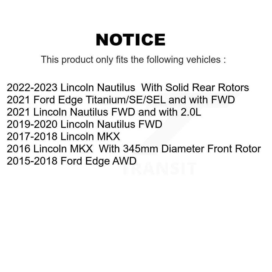 Front Coated Disc Brake Rotors And Semi-Metallic Pads Kit For Ford Edge Lincoln MKX Nautilus KGF-101678