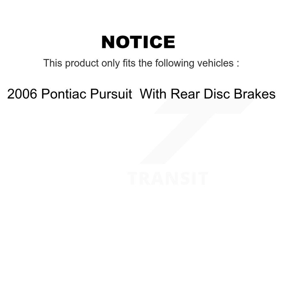 Front Rear Coated Disc Brake Rotors Semi-Metallic Pads And Drum Kit (7Pc) For 2006 Pontiac Pursuit With Brakes KGF-101689