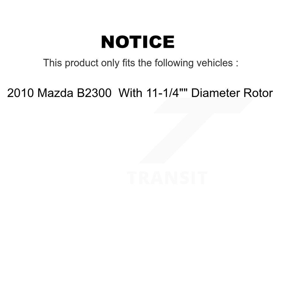 Front Rear Coated Disc Brake Rotors And Semi-Metallic Pads Kit For 2010 Mazda B2300 With 11-1 4" Diameter Rotor KGF-102162