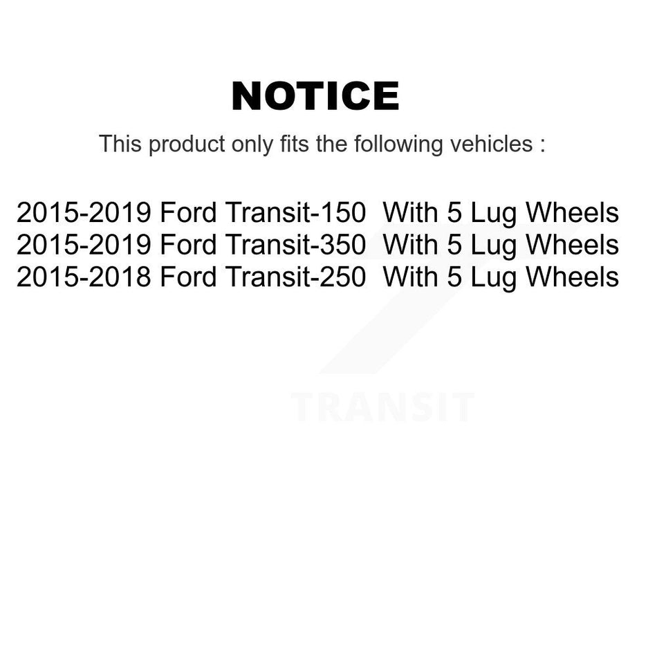 Front Rear Coated Disc Brake Rotors And Semi-Metallic Pads Kit For Ford Transit-250 Transit-350 Transit-150 With 5 Lug Wheels Without 4600 Lb Axle KGS-100666