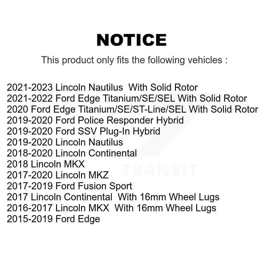 Rear Coated Disc Brake Rotors And Semi-Metallic Pads Kit For Ford Edge Fusion Lincoln MKX MKZ Nautilus Continental Police Responder Hybrid SSV Plug-In KGS-101492