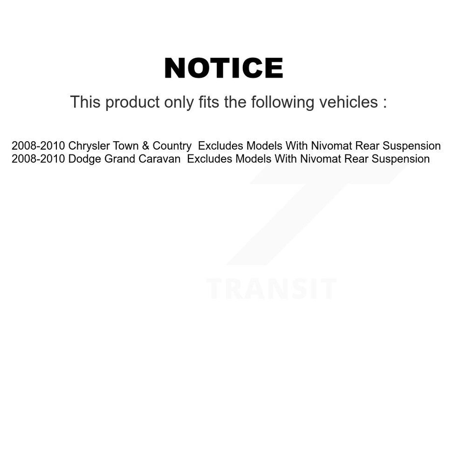 Front Disc Rotors Brake Pad Bearing Shock Assembly Suspension Kit (15Pc) For 2008-2010 Chrysler Town & Country Dodge Grand Caravan EXCLUDES MODELS WITH NIVOMAT REAR SUSPENSION KM-100073