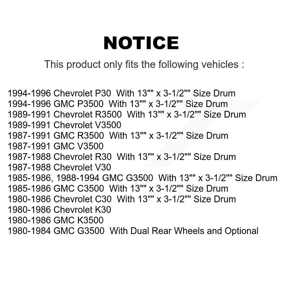 Front Rear Semi-Metallic Brake Pads And Drum Shoes Kit For Chevrolet GMC C30 K30 G3500 R3500 R30 V3500 K3500 C3500 V30 P30 P3500 KSN-100041