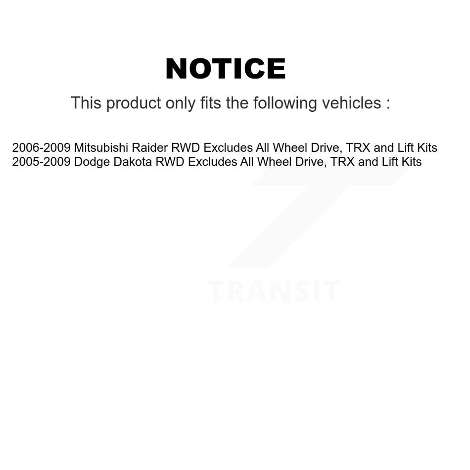 Front Complete Shock Assembly And TOR Link Kit For Dodge Dakota Mitsubishi Raider Excludes All Wheel Drive TRX Lift Kits RWD KSS-100486