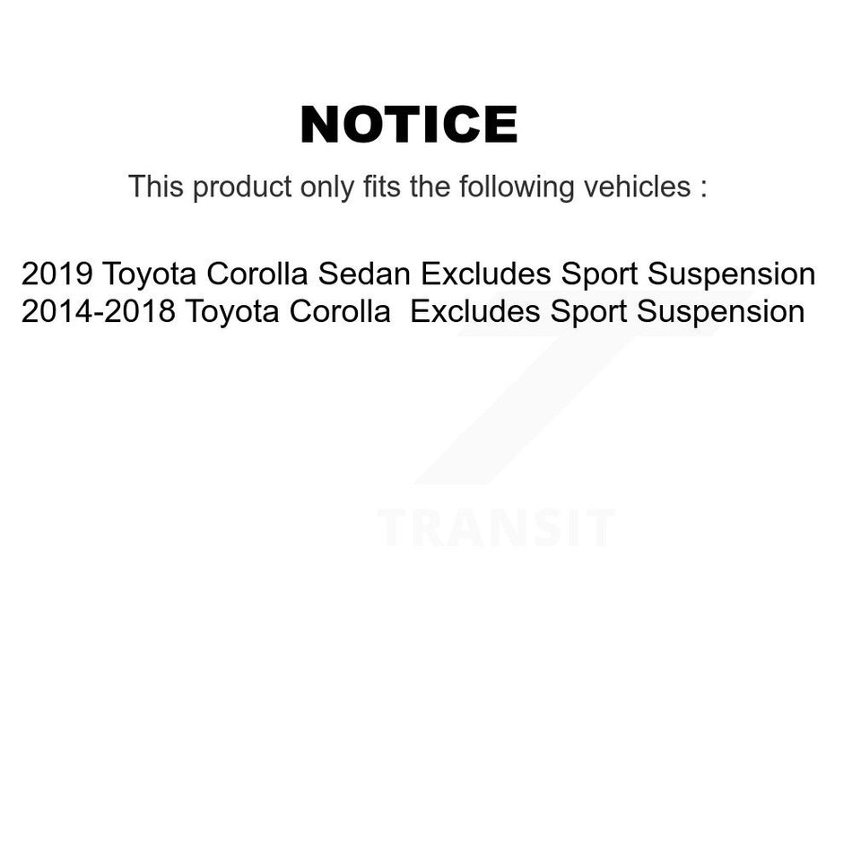 Front Complete Shock Assembly And TOR Link Kit For Toyota Corolla Excludes Sport Suspension KSS-100732