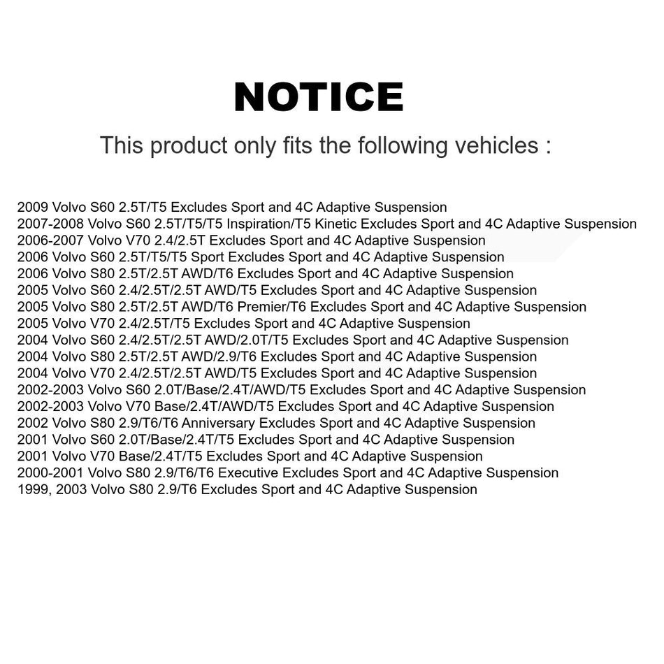 Front Complete Shock Assembly And TOR Link Kit For Volvo S60 V70 S80 Excludes Sport 4C Adaptive Suspension KSS-100781