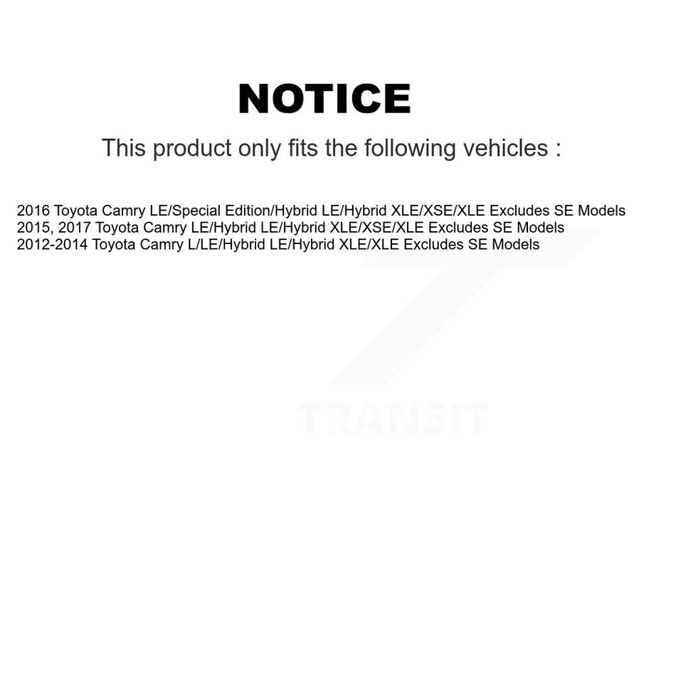 Front Complete Shock Assembly And TOR Link Kit For Toyota Camry Excludes SE Models KSS-100802