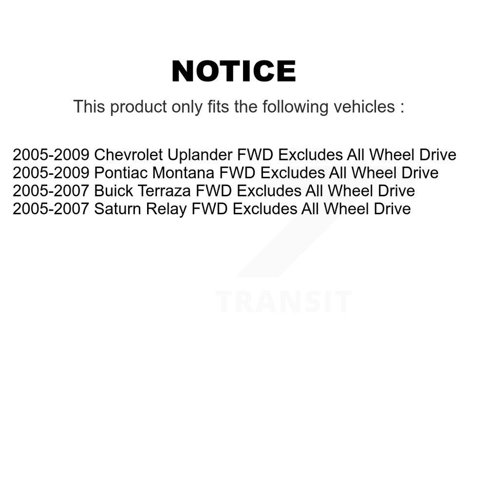 Front Complete Shock Assembly And TQ Link Kit For Chevrolet Uplander Pontiac Montana Buick Terraza Saturn Relay Excludes All Wheel Drive FWD KSS-100823