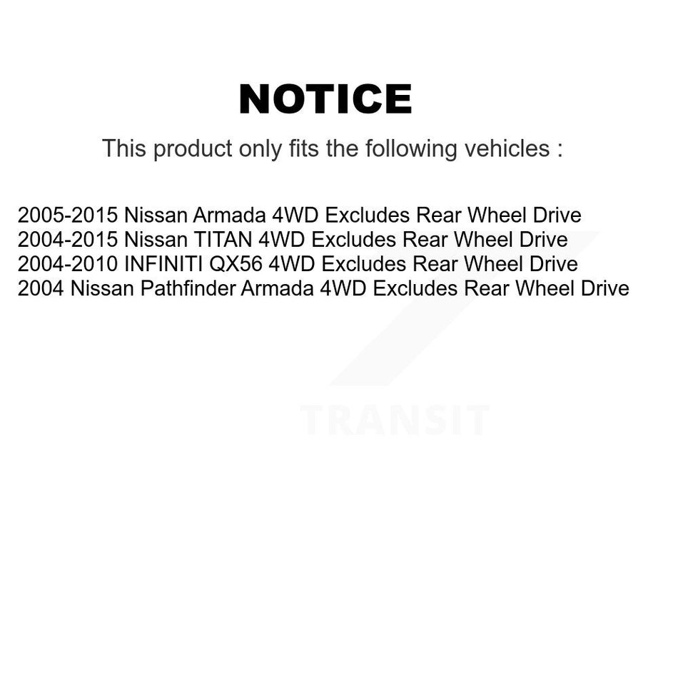 Front Complete Shock Assembly And TQ Link Kit For Nissan Titan Armada Infiniti QX56 Pathfinder INFINITI TITAN Excludes Rear Wheel Drive 4WD KSS-100831