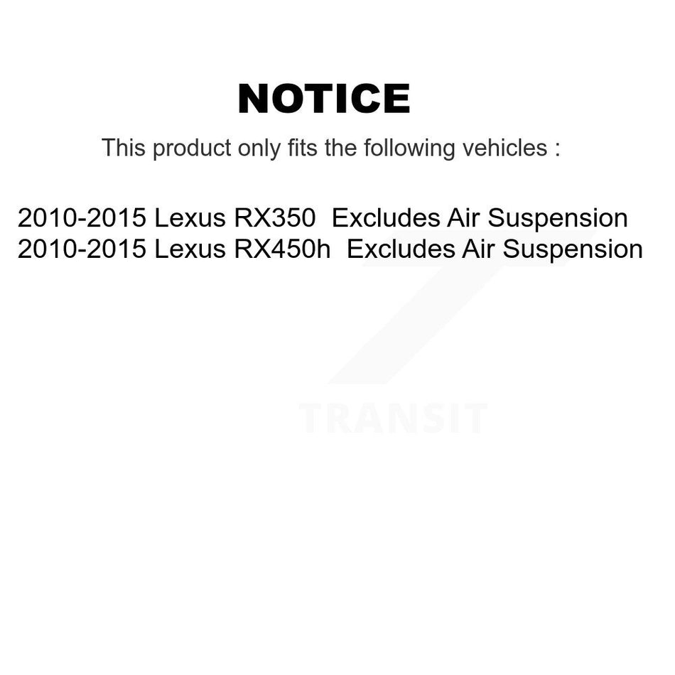 Front Complete Shock Assembly And TQ Link Kit For 2010-2015 Lexus RX350 RX450h Excludes Air Suspension KSS-100972