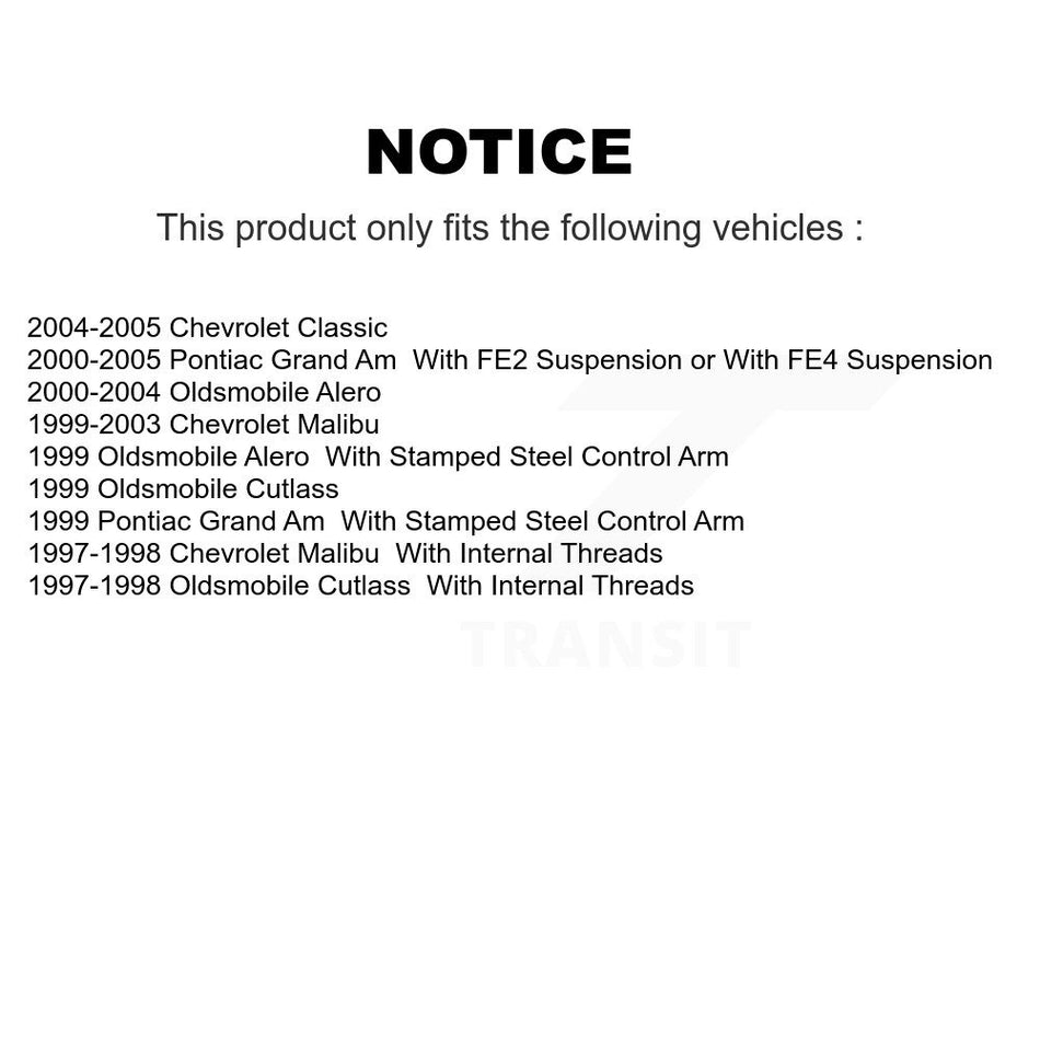 Front Control Arms Assembly And Complete Shock Tie Rods Link Sway Bar Suspension Kit (10Pc) For Chevrolet Pontiac Grand Am Malibu Oldsmobile Alero Classic Cutlass KSS-103946