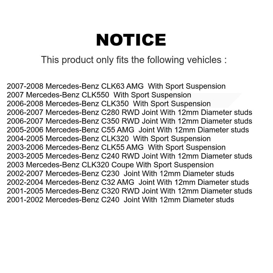 Front Suspension Control Arm And Ball Joint Assembly Stabilizer Bar Link Kit For Mercedes-Benz C230 C240 C320 CLK350 C280 CLK320 C350 CLK550 CLK55 AMG C32 C55 CLK63 KTR-100002