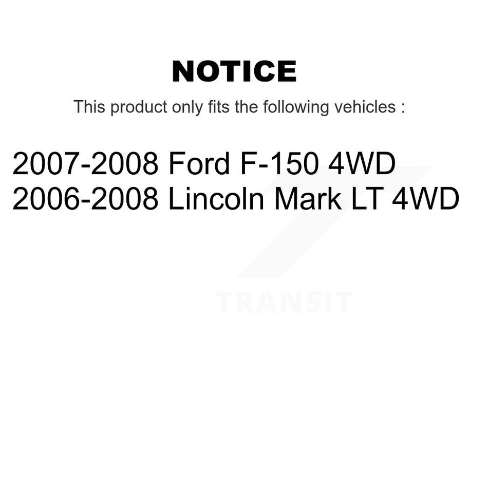 Front Suspension Control Arm And Ball Joint Assembly Steering Tie Rod End Stabilizer Bar Link Kit (8Pc) For Ford F-150 Lincoln Mark LT 4WD KTR-100355