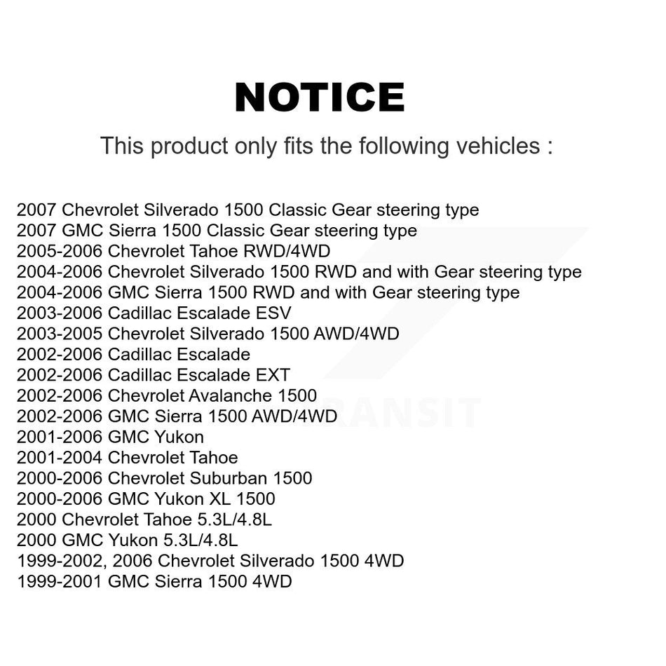 Front Suspension Control Arm & Ball Joint Assembly Steering Tie Rod End Link Kit For Chevrolet Silverado 1500 GMC Tahoe Sierra Suburban Yukon Avalanche XL Cadillac Classic Escalade ESV EXT KTR-100508