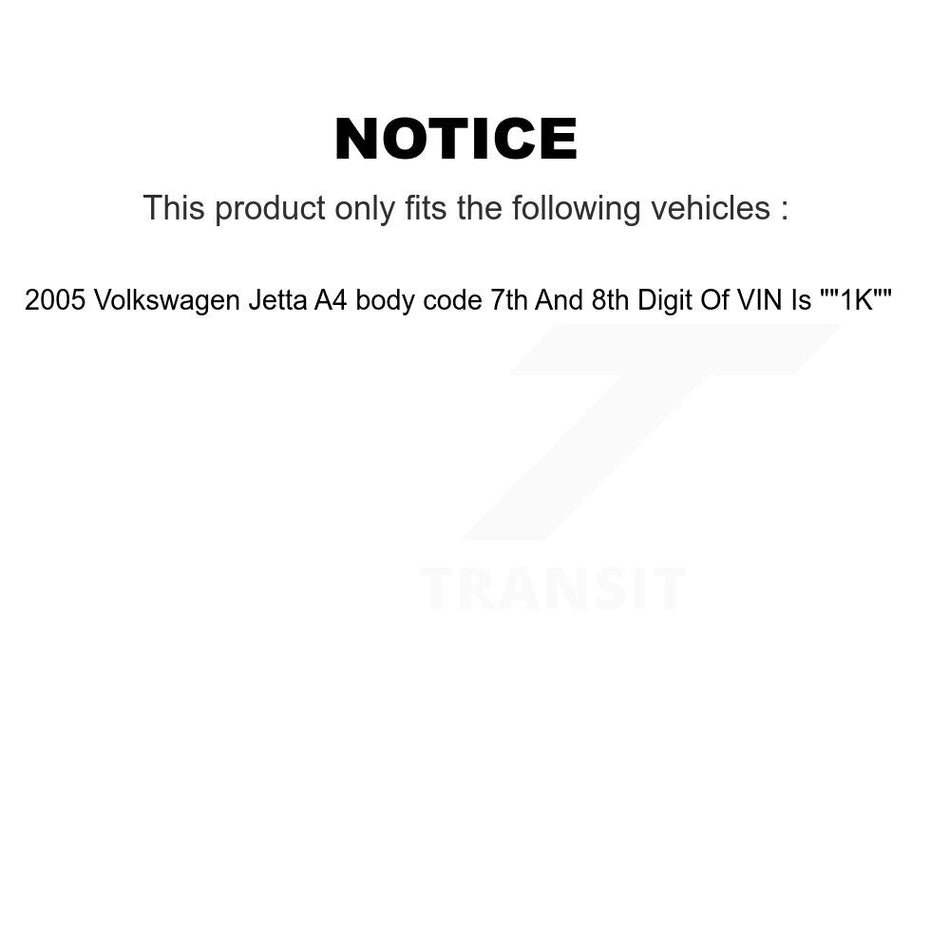 Front Suspension Control Arm And Ball Joint Assembly Steering Tie Rod End Stabilizer Bar Link Kit (8Pc) For 2005 Volkswagen Jetta A4 body code 7th 8th Digit Of VIN Is "1K" KTR-100556