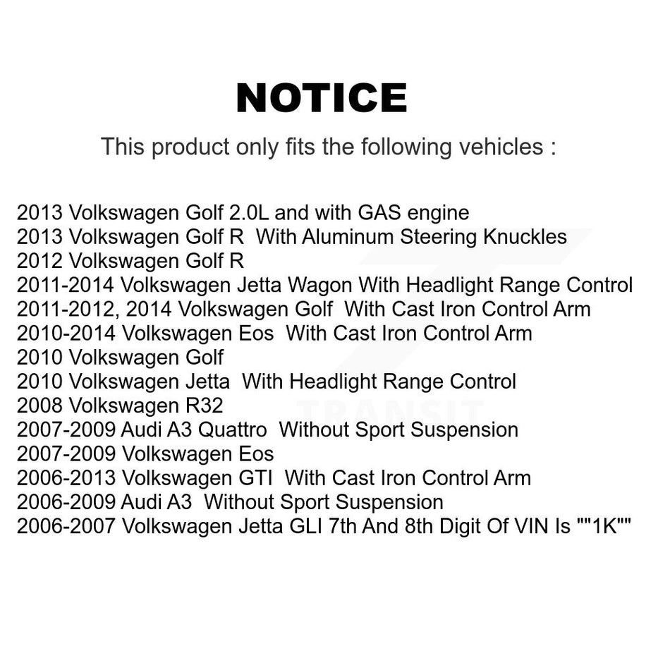 Front Suspension Control Arm Steering Tie Rod End Stabilizer Bar Link Ball Joint Kit (8Pc) For Volkswagen Jetta GTI Golf Eos Audi A3 R R32 Quattro KTR-101100