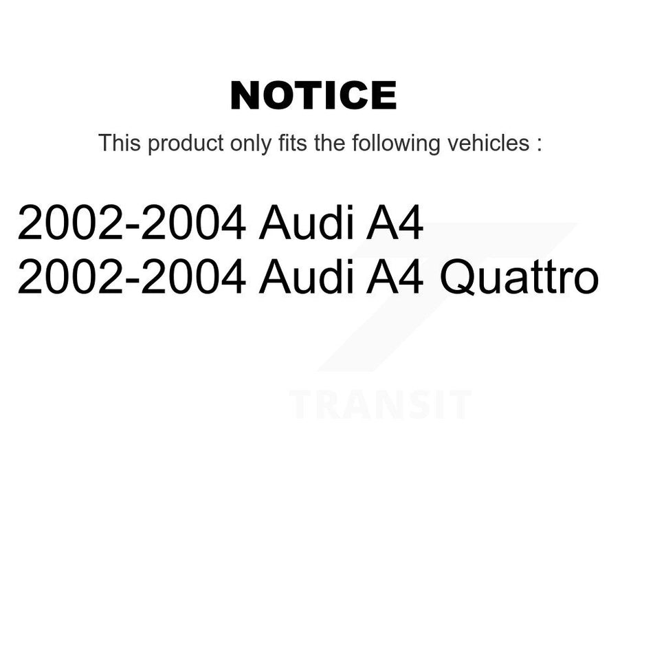 Front Suspension Control Arm And Ball Joint Assembly Steering Tie Rod End Stabilizer Bar Link Kit (6Pc) For 2002-2004 Audi A4 Quattro KTR-101692