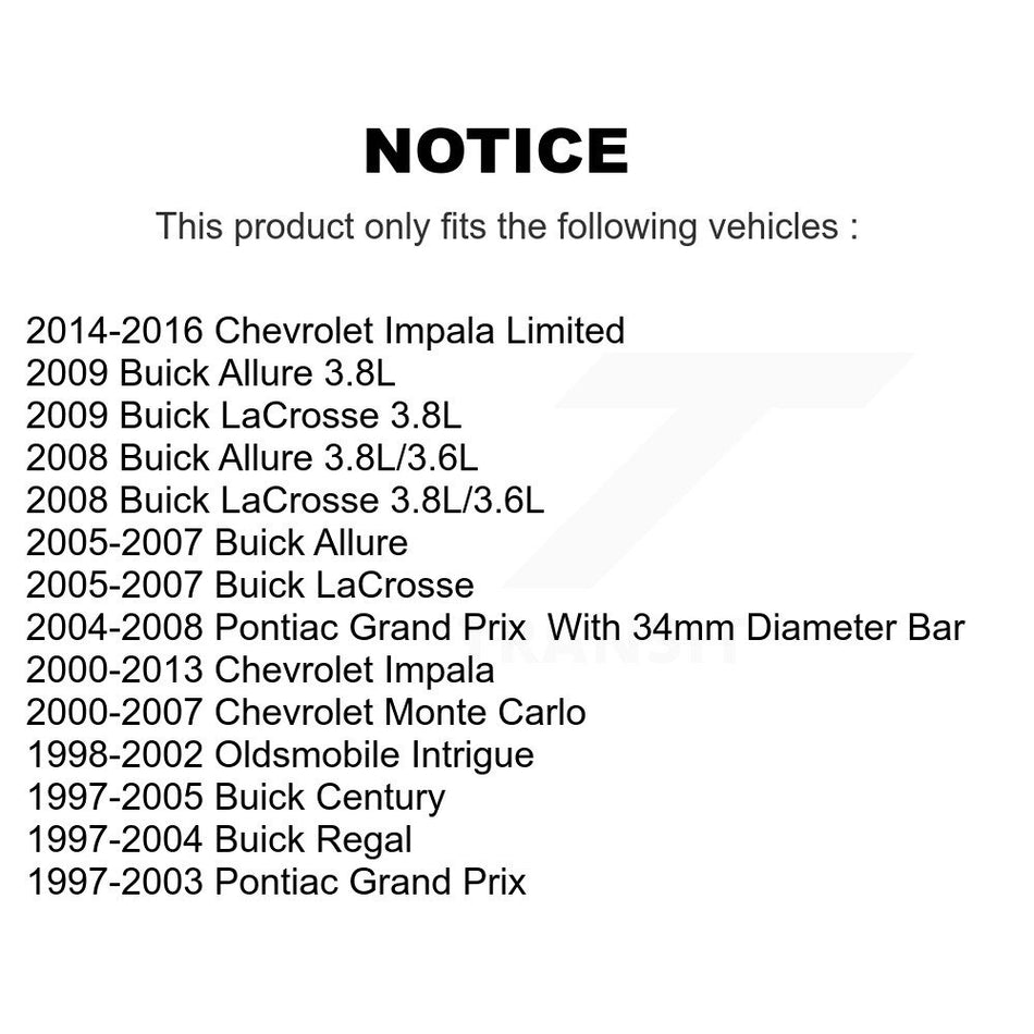 Front Rear Suspension Stabilizer Bar Link Kit For Chevrolet Impala Buick Pontiac Grand Prix Century LaCrosse Monte Carlo Limited Regal Oldsmobile Intrigue Allure KTR-101993