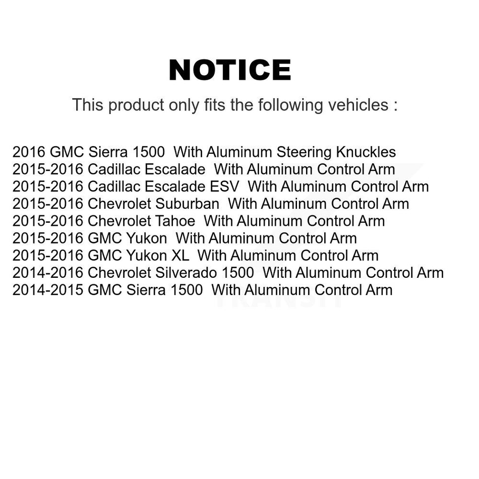 Front Suspension Ball Joint And Tie Rod End Kit For Chevrolet Silverado 1500 GMC Sierra Tahoe Suburban Yukon Cadillac XL Escalade ESV KTR-102328