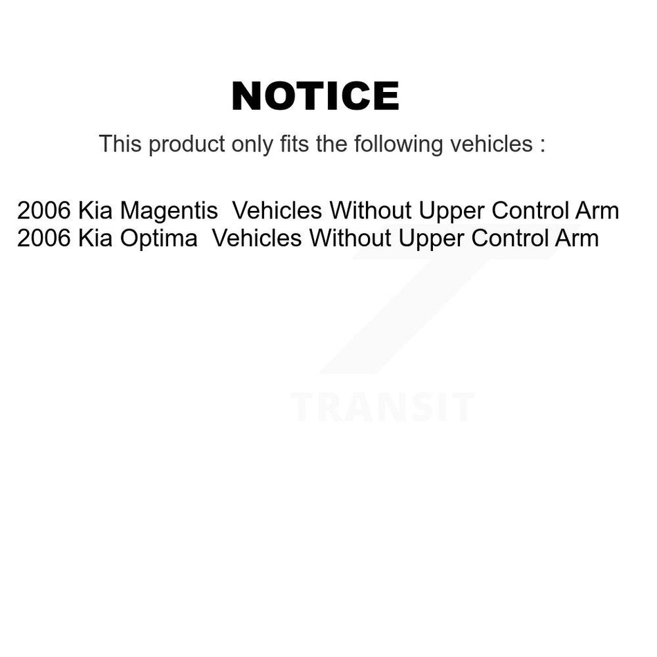 Front Suspension Ball Joint And Tie Rod End Kit For 2006-2006 Kia Optima Magentis Vehicles Without Upper Control Arm KTR-102514