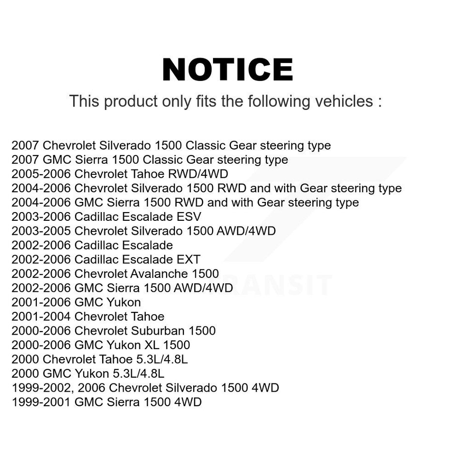 Front Suspension Control Arm & Ball Joint Assembly Steering Tie Rod End Link Kit For Chevrolet Silverado 1500 GMC Tahoe Sierra Suburban Yukon Avalanche XL Cadillac Classic Escalade ESV EXT KTR-102981