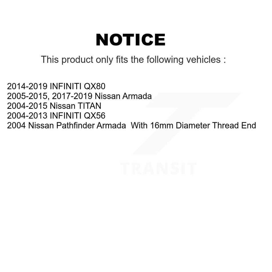 Front Steering Tie Rod End Kit For Nissan Titan Armada Infiniti QX80 QX56 Pathfinder INFINITI TITAN KTR-103787