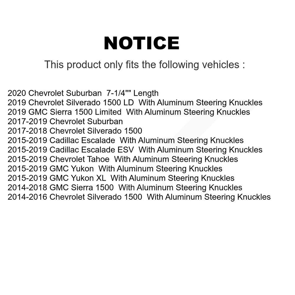 Front Suspension Control Arm & Ball Joint Assembly Link Kit For Chevrolet Silverado 1500 GMC Sierra Tahoe Yukon Cadillac XL Suburban Escalade ESV LD Limited With Aluminum Steering Knuckles KTR-104106